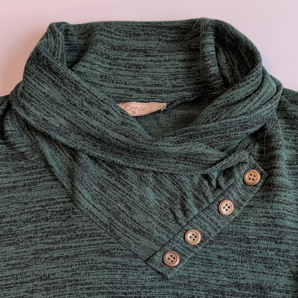Cestyle Green Cowl Neck Tunic with Button Detail Size XL - Picture 4 of 6